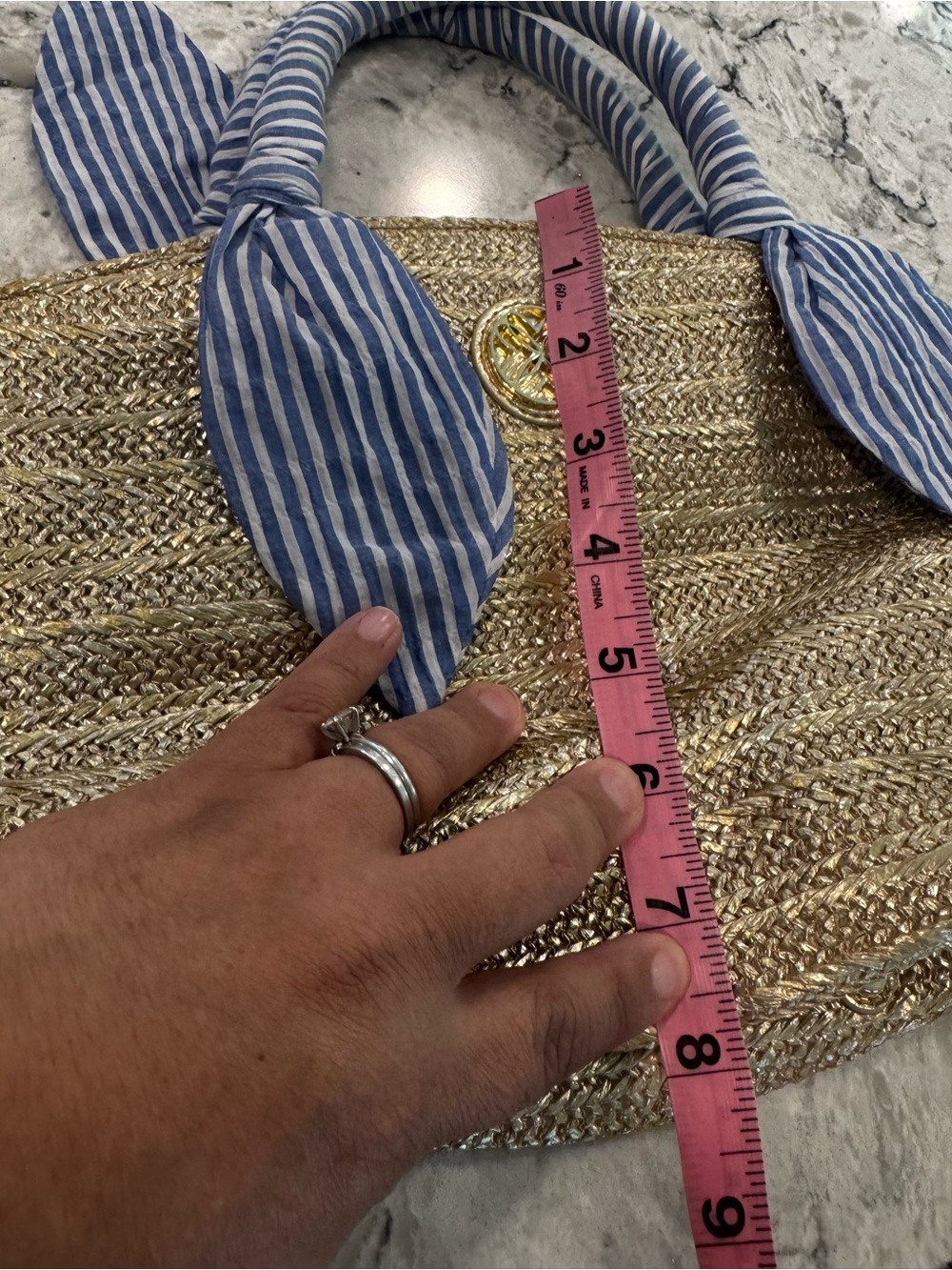 LILLY PULITZER Malia Mini Straw Bag Seersucker Scarf Handle Wrap - Picture 7 of 8